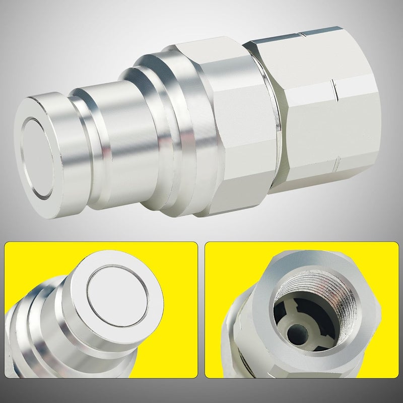 ANCIMOON 3/8’’ NPT Flat Face Hydraulic Quick Connect Coupler with Dust Cap - Image 4